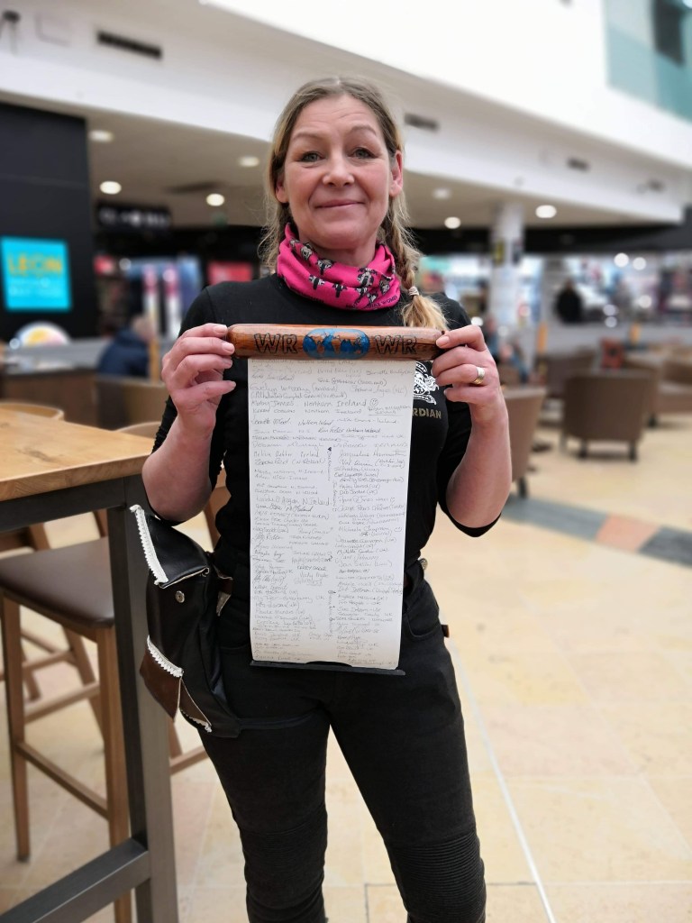 Debbie with the signed WRWR baton
