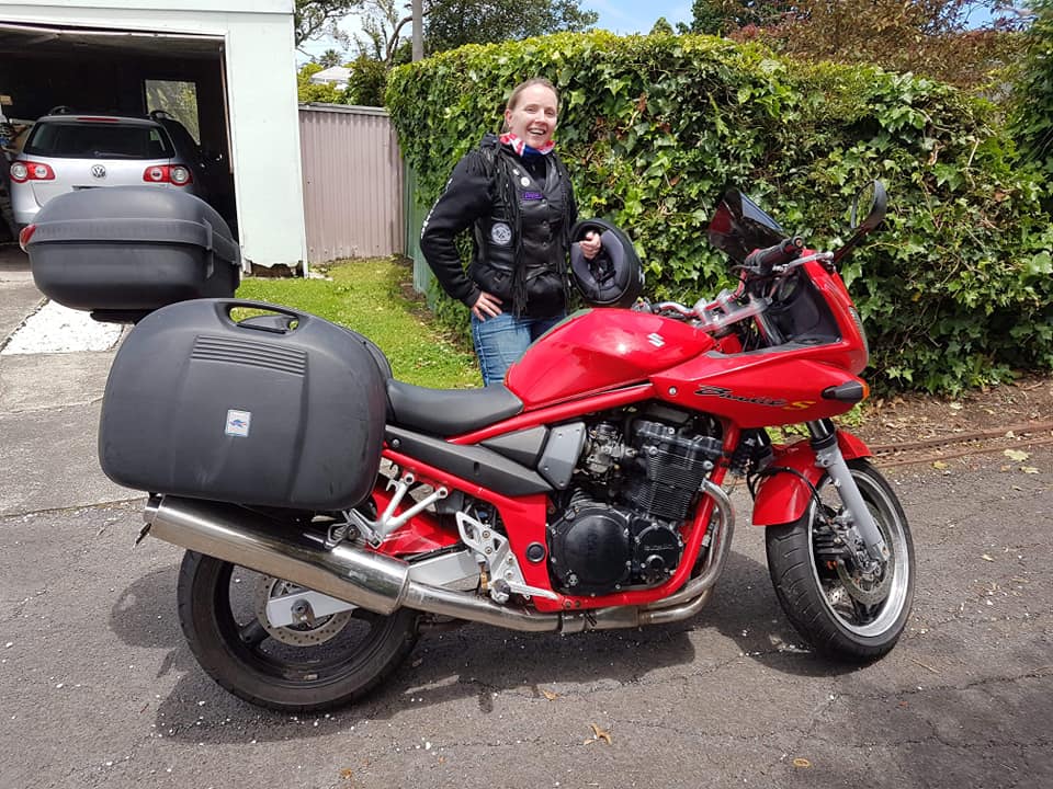 A Red and Black Suzuki GSF 650cc Bandit 2005