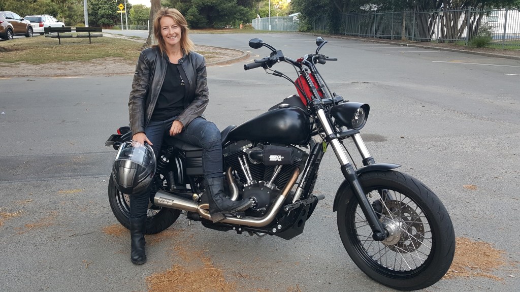 Jenny Hibbert the lady biker who has taken on the role as Women Riders World Relay, ambassador for New Zealand