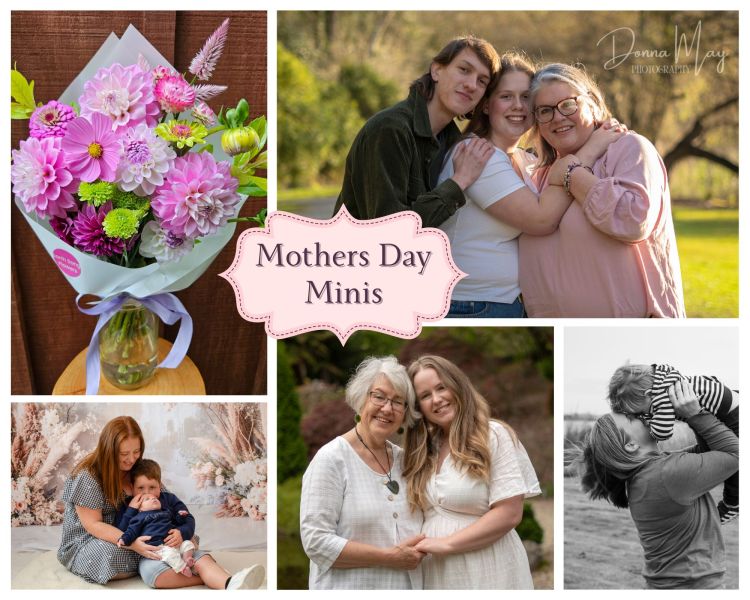 A collage photo of a collection of photos of mums and their kids. Taken by Te Awamutu, Waikato, photographer, donna from Donna May Photography.